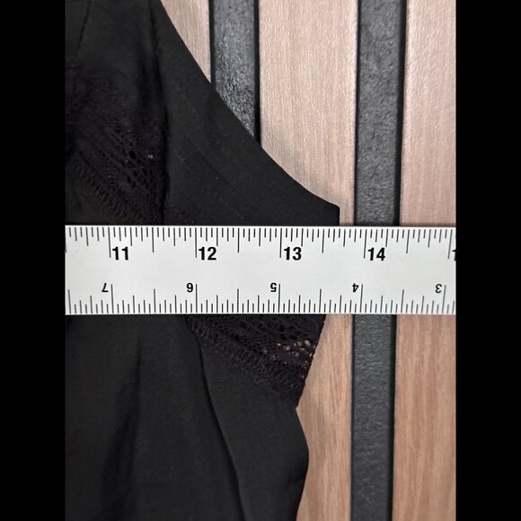 Moda International Black Camisole Small Womens Black Y2K Lace Trim Popover - Picture 3 of 5